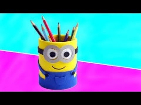 How to make a Minion desk Organizer | Best out of Waste | Minion Craft | 2018