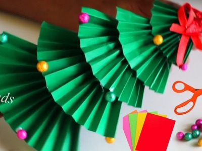 How to make christmas tree with paper for kids || christmas tree decoration ideas || DIY Xmas tree