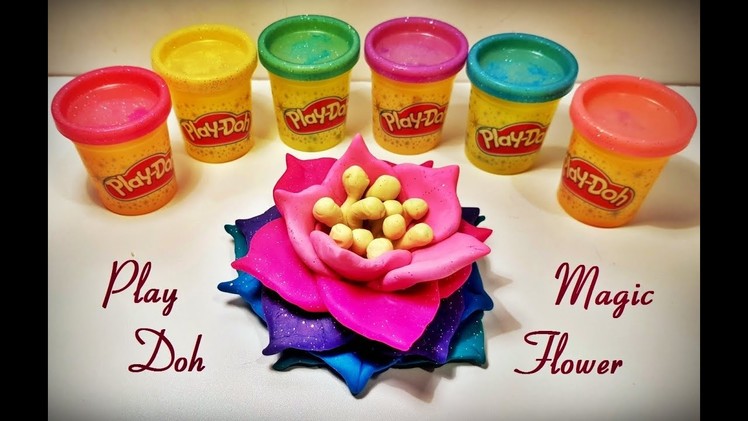 How to Make Colorful Sparkly Play Doh Magic Flower ( Lotus, Water lily)