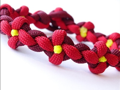 How to Make "Floral Pattern" 4 Strand Braid.4 Strand Diamond Knot and Loop Paracord Bracelet