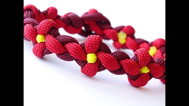 How to Make "Floral Pattern" 4 Strand Braid.4 Strand Diamond Knot and Loop Paracord Bracelet