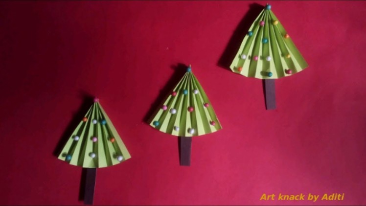 How to make origami paper Christmas tree, Christmas crafts for kids by Aditi