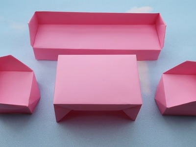 How to make Origami Sofa Set | Origami - Desk & Chair (miniature, DIY)