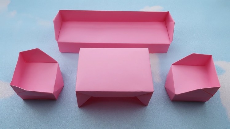 How to make Origami Sofa Set | Origami - Desk & Chair (miniature, DIY)
