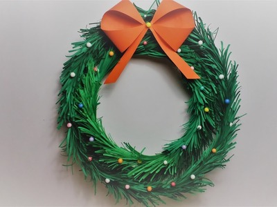 How To make Paper Christmas Wreath at Home.DIY Wreath making at home