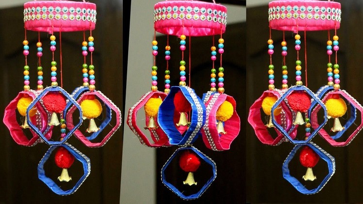 How to Make Plastic Bottle Wind Chime.Wall Hanging at Home - Jhumar Craft from Wool & Plastic Bottle