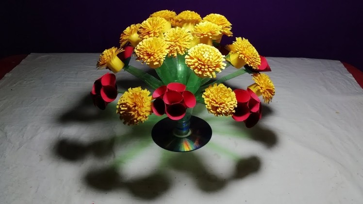 Make Beautiful flowers || How to make plastic bottle flower - Easy Guldasta from plastic
