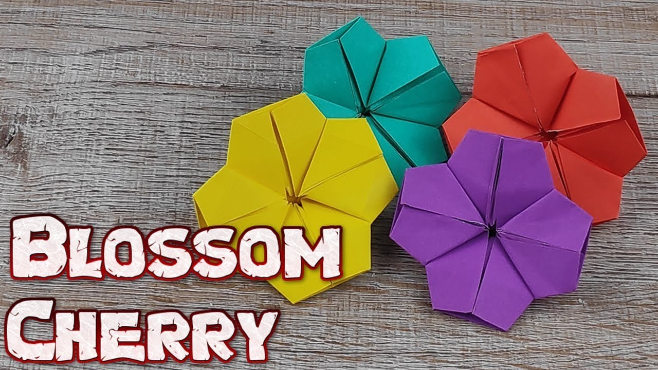 Download Origami 3D Cherry Blossom, How to make a Beautiful Paper Flower Tutorial, Handmade DIY Crepe Paper