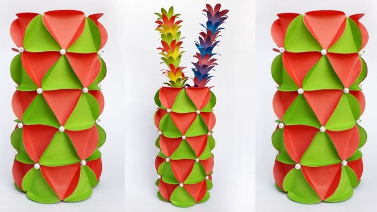 Paper Flower Vase || Making Paper #Flower Vase.How to Make A Flower Vase At Home.ERS Crafts