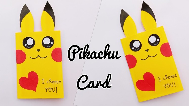 Pikachu Card.Pokemon Pikachu Card.How to make Valentine Pikachu Card.Valentine Day Card Ideas