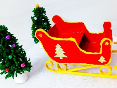 Santa Sleigh Christmas Decorations | How To Make Santa Claus Sleigh Cart | DIY CraftsLane