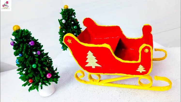 Santa Sleigh Christmas Decorations | How To Make Santa Claus Sleigh Cart | DIY CraftsLane