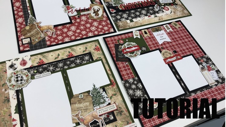 Scrapbook Tutorial | Carta Bella | Christmas *4 layouts* Cutting Guide