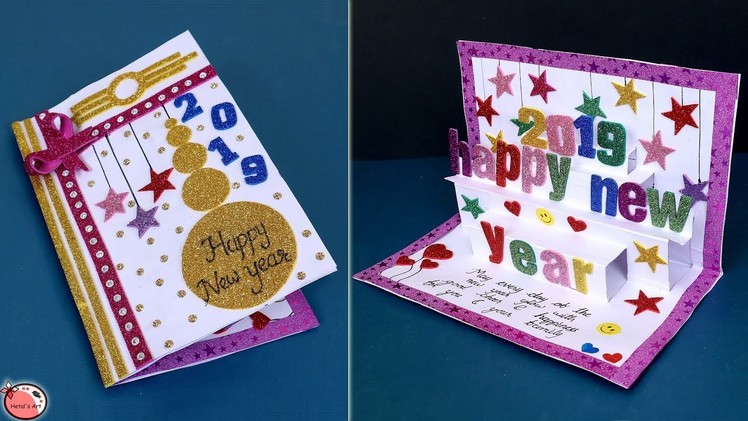 Very Easy ! New year pop up greeting cards - How to make New Year Card at Home | Craft