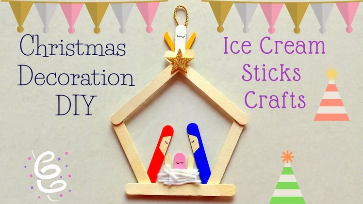 DIY How to Make Ice Cream Stick Christmas.Tree Decoration Ornament | Popsicle Sticks Craft