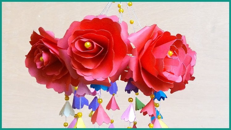 DIY Wind Chime with Beautiful Paper Roses | Wall Hanging | How to make wind chimes out of paper
