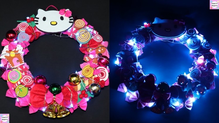 Hello Kitty Wreath. DIY Hello kitty Christmas Wreaths. Diy pink Wreaths. How to make Wreaths