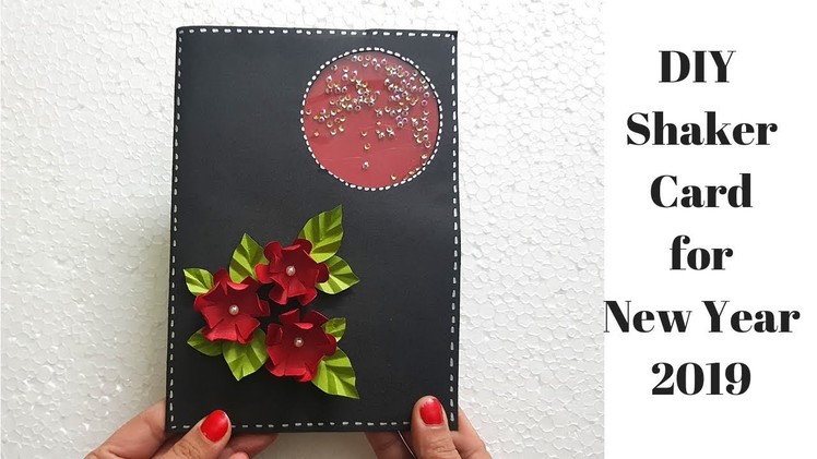 How to make a beautiful Greeting Card for New Year - Shaker Card for New Year.Simple New Year Card