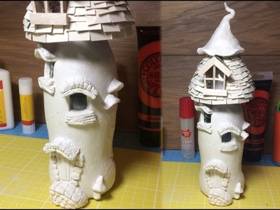 How To Make a Fantasy Mushroom House  ,Magic Mushroom, Paper Clay toadstool ,Fairy Ornament
