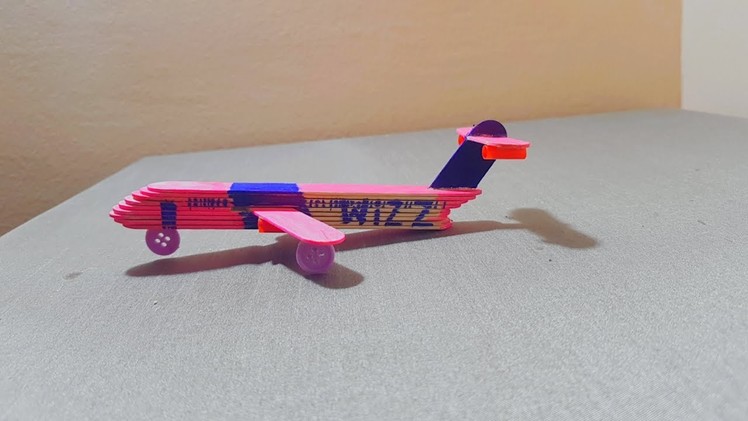 How to make  a WIZZ AIR aeroplane.aircraft with popsicle sticks.very easy. DIY