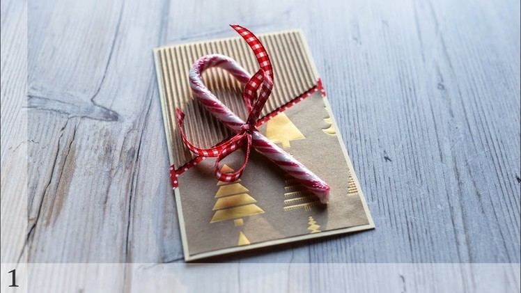 How to make : Christmas Card with Candy Cane | Kartka Świąteczna - Advent Calendar 2018 #1