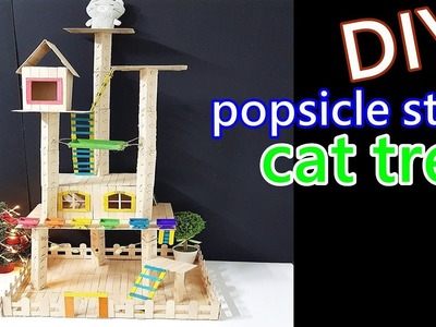 How to Make Popsicle Stick House, Cat tree, Tower, Playground for Rat, Hamster, Squirrel  DIY  아이스스틱