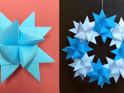 Origami Froebel Star (traditional). How to Make Moravian Star. Christmas 3D Star