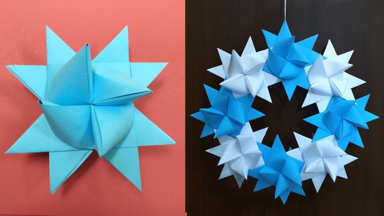 Origami Froebel Star (traditional). How to Make Moravian Star. Christmas 3D Star