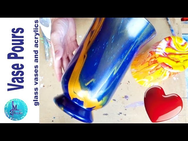 VASE ACRYLIC POUR - decorative pour over glass vases without Silicone. Easy and Simple Technique