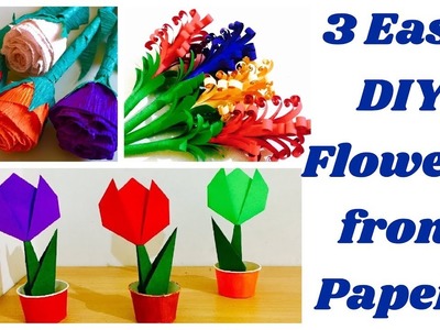 3 Easy DIY flowers from papers | Miniature paper flower Idea
