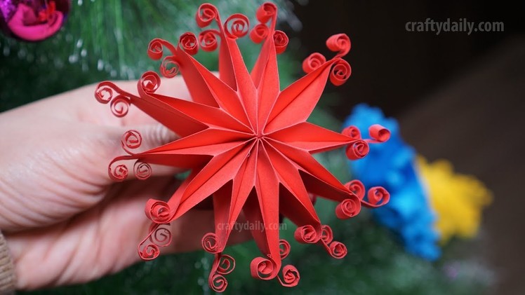 3D Quilling Paper Star for Christmas Decorations | 3D Paper Snowflakes and Christmas DIY Crafts