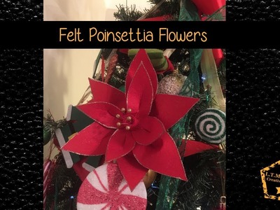 Christmas DIY. Make a simple 'no sew' Felt Poinsettia with me. Tree Ornament