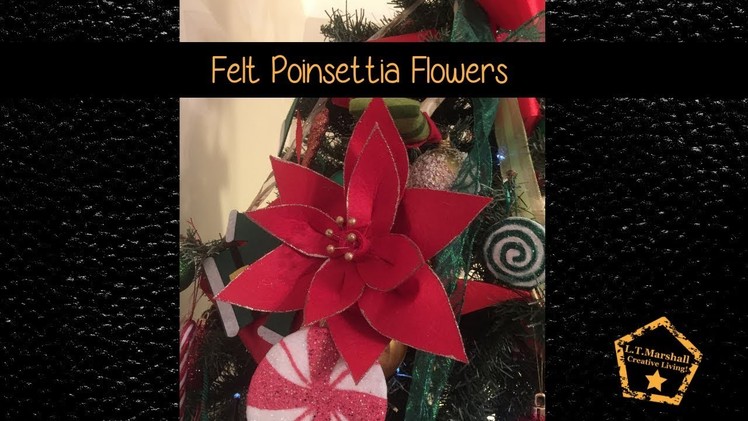 Christmas DIY. Make a simple 'no sew' Felt Poinsettia with me. Tree Ornament