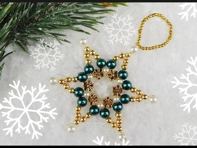 DIY | Beaded Pearl Star | Christmas Tree Ornament | Perlen Stern Christbaumschmuck
