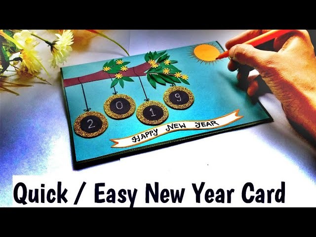 DIY.How to make New Year Greeting Card Making Idea| Handmade #newyearcard Tutorial  #newyear2019