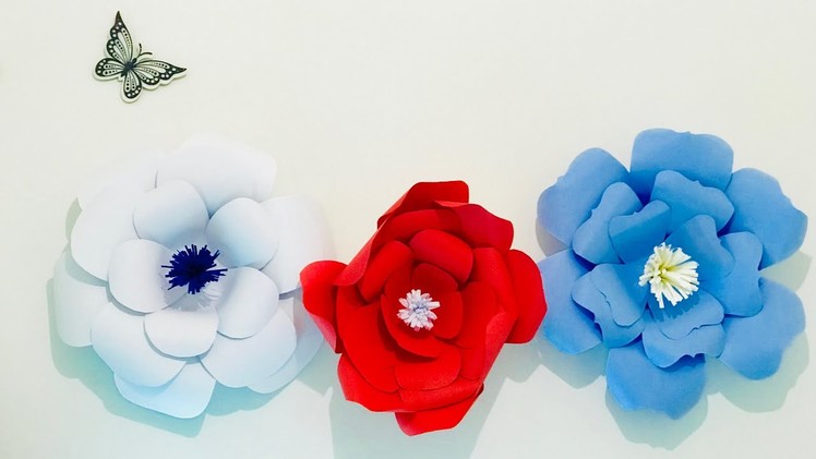 DIY Paper Flower Step by Step | DiY Room Decor Wall Art | Giant Paper Flowers Back Drop 2018
