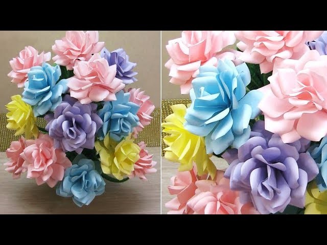 GULDASTA.DIY.NEW DESIGN PAPER FLOWER GULDASTA.WASTE PLASTIC BOTTLE ...