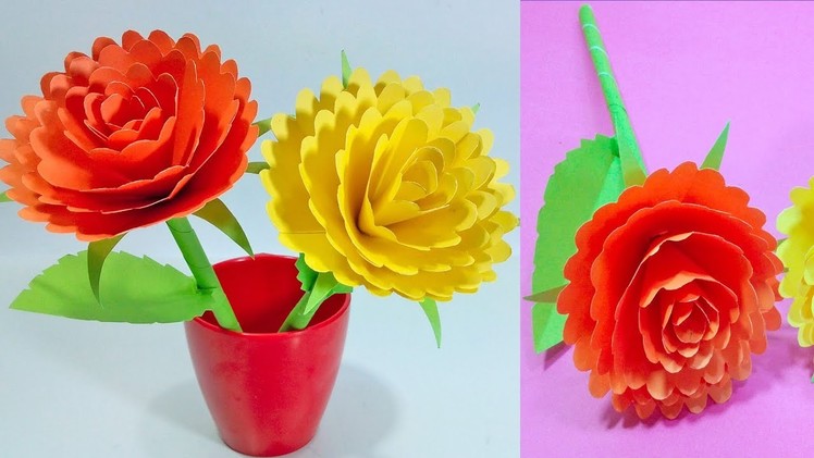 How to Make Beautiful Flower with Paper Colour Paper - Making Paper Flowers Step by Step