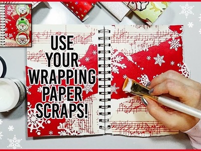 Limited Supplies Art Journal Collage with Wrapping Paper Scraps ????