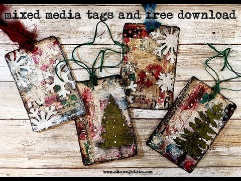 Mixed media Christmas tags with deli paper Sunday Inspiration