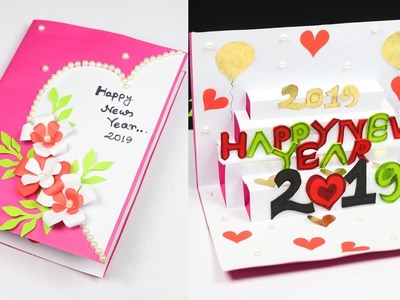 New year greeting card | How to make 3d greeting card for new year | New Year Card 2019