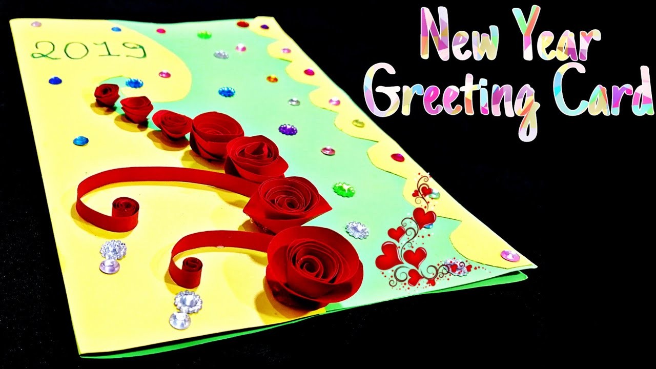 New year greeting card | How to make greeting card for New year | New year card making handmade