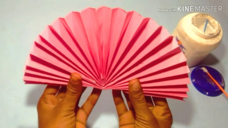 पेपर आटं.paper hand fan making.colour paper art.paper art and craft video.paper new design craft