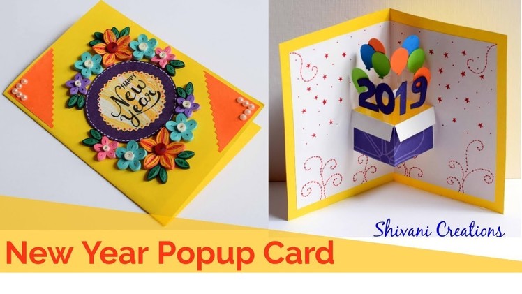 Quilled New Year Popup Card. DIY New Year Greeting Card. How to make New Card for 2019