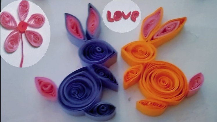 Rabbit quilling paper | how to make quilling paper crafts - valentine card