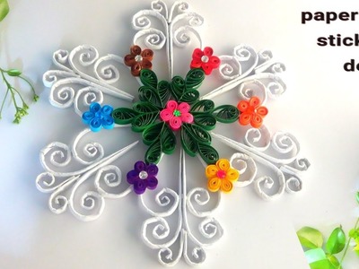 Rangoli design with paper sticks || sankranti wall decoration crafts | paper stick new design 2019