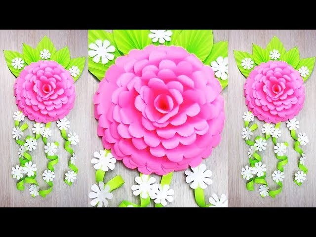 Wall Decoration Ideas | Beautiful Wall Hanging Making at Home | Paper Flower Wall Hanging 7и
