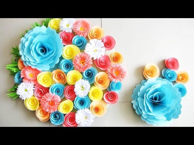 Wall Decoration Ideas | Beautiful Wall Hanging Making at Home | Paper Flower Wall Hanging ч0