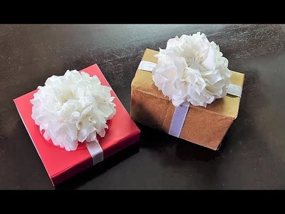 Christmas Gift Wrapping Ideas | How To Make Tissue Paper Flower | DIY  Gift Wrapping Idea