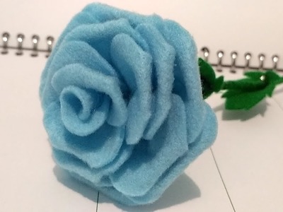 DIY || Cara Mudah Membuat Bunga Mawar Biru Dari Kain Flanel || How To Make easy a felt rose